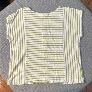 J. Jill White and Yellow Dolman Sleeve Boxy Tee